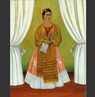 Frida Kahlo Self Portrait Dedicated to Leon Trotsky Between the Curtains painting